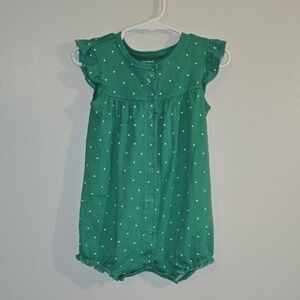 **4/$20 On Baby Rompers/pajamas** Carter's Green Romper with White DOTS LOT R2